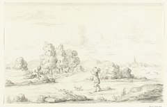 Landschap met twee mannen by Jean Bernard