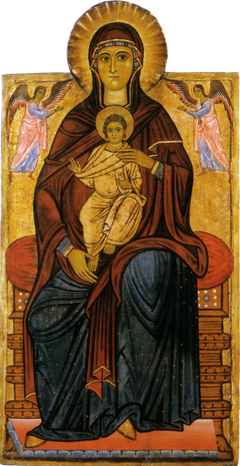 Madonna with Child enthroned with two Angels by Maestro del Bigallo