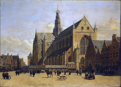 Market Place at Haarlem, Looking towards Grote Kerk by Gerrit Adriaenszoon Berckheyde