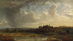 Oberbayrische Flußlandschaft bei Gewitter by Eduard Schleich the Elder