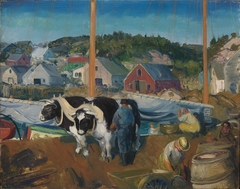 Ox Team, Wharf at Matinicus by George Bellows