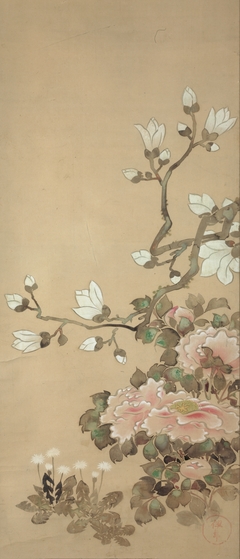 Peonies, Magnolia, and Dandelions by Tawaraya Sōtatsu