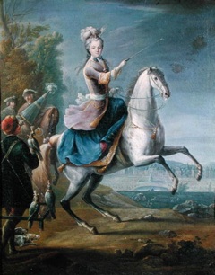 Portrait de Marie Leczinska devant le château de Fontainebleau by Jean-Baptiste Martin