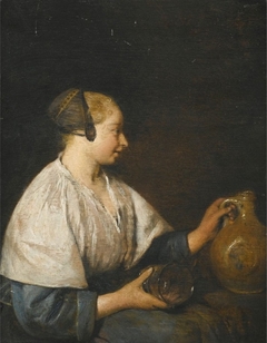 Portrait of a Woman in Profile, Holding a Jug by Gerard ter Borch