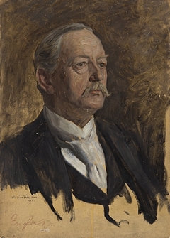 Portraitstudie Adolf Engler. Entwurf zu dem verschollenen Gemälde "Letzte Sitzung der Preußischen Akademie der Wissenschaften im alten Haus" by William Pape