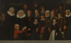 Portret van moeders, knechten en kinderen van het Leprooshuis in Rotterdam by Pieter Hoevenaar