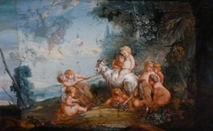 Putti with a Goat in a Landscape by François Boucher