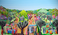 raphael perez after moshe castel naive art paintings landscape artworks painting by israeli painter raphael perez by Raphael Perez