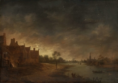 River view by moonlight by Unknown Artist