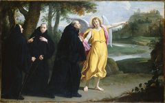 Scène de la vie de saint Benoît : l'ange désignant à saint Benoît l'emplacement du monastère du mont Cassin by Philippe de Champaigne