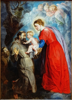 St Francis receives the Christ Child from Mary by Peter Paul Rubens