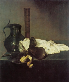 Still Life with chalice, passglass, jug and lemon by Jan Jansz den Uyl