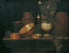 Still life with copper dishes by Joannes de Cordua