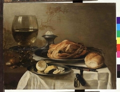 Still life with rummer, bread and duck by Pieter Claesz