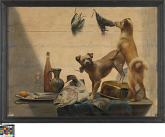 Stilleven met honden by Edouard van Speybrouck