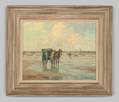 Strandgezicht met een schelpenvisser by Gerardus Johannes Delfgaauw