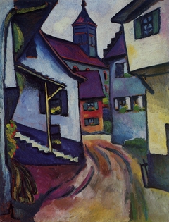 Street with church in Kandern by August Macke