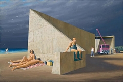 Sunbathers at Construction Site by Jeffrey Smart