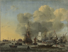 The Caulking of Ships at the Bothuisje on Het IJ in Amsterdam by Reinier Nooms