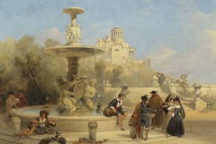 The Fountain on the Prado, Madrid by David Roberts