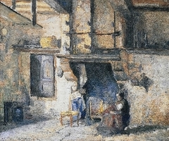 The Kitchen in Piette's House, Montfoucault by Camille Pissarro