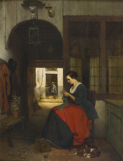 The knitter by Hubertus van Hove