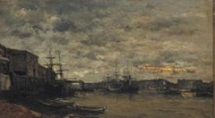 The port of Bordeaux by Charles-François Daubigny