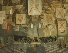 The Ridderzaal of the Binnenhof during the Great Assembly of 1651 by Bartholomeus van Bassen