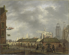 The small Fish Market at the Corner of Brouwersgracht and the Singel by Johannes Jelgerhuis