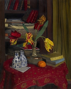 Tulipes perroquet, fond bibliothèque by Félix Vallotton