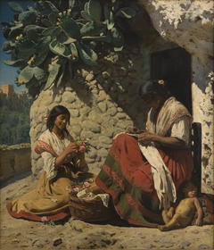 Two Gipsy Women Outside their Cottage. Spain by Peder Severin Krøyer