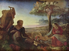 Ruhe auf der Flucht (unvollendet) by Philipp Otto Runge