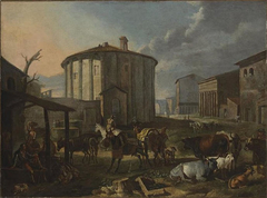 Vue de Rome avec le temple de Vesta by Pieter van Bloemen