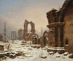 Walkenried Abbey Ruins in Snow by Carl Hasenpflug