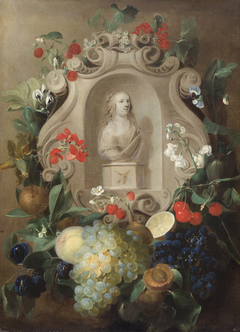 White Bust in a Flower and Fruit Garland by Jan van den Hecke