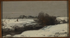 Winter landscape with a stream by Roman Kochanowski