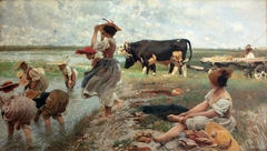 Women in the rice fields of Polesine by Ettore Tito