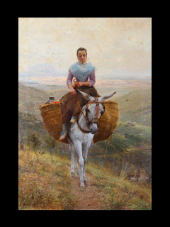 Women Riding a Donkey by Modesto Texidor Torres