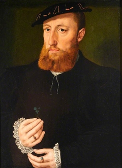 A Bearded Man with a Blue Flower by Anonymous