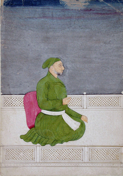 A courtier in a green jama and turban by Anonymous