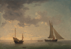 A Lugger and a Smack in Light Air by Charles Brooking