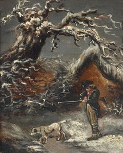 A Winter Scene with a Sportsman and a Dog by Anonymous