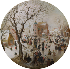 A Winter Scene with Skaters near a Castle by Hendrick Avercamp