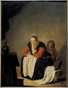 A Woman and a Boy in an Interior by Jacob van Spreeuwen