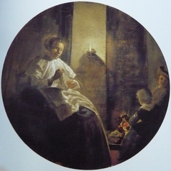 A Woman Sewing by Candlelight by Dirck Hals