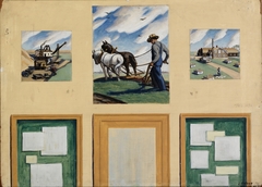 Agriculture and Varied Industries (mural study, Windsor, Missouri Post Office) (3 panels) by Harry Louis Freund