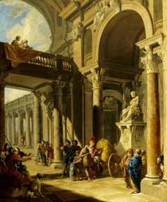 An Architectural Capriccio with Alexander cutting the Gordian Knot by Giovanni Paolo Panini