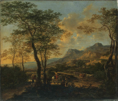 An Italian Landscape with Travellers and Cattle by Jan Both