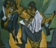 Artist Sketching with Two Women;  Artists by Ernst Ludwig Kirchner