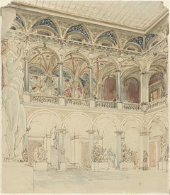 Binnenplaats van de Ecole des Beaux-Arts te Parijs by Wilhelm Cornelis Bauer